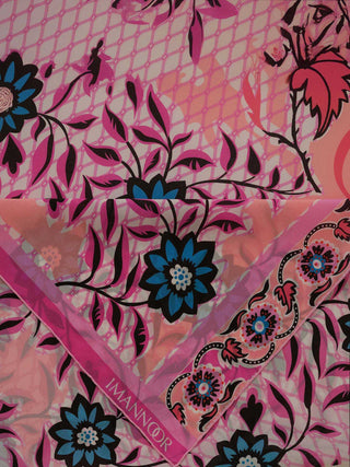 Çit Pembe Krep İpek Kaftan Şal 80x210