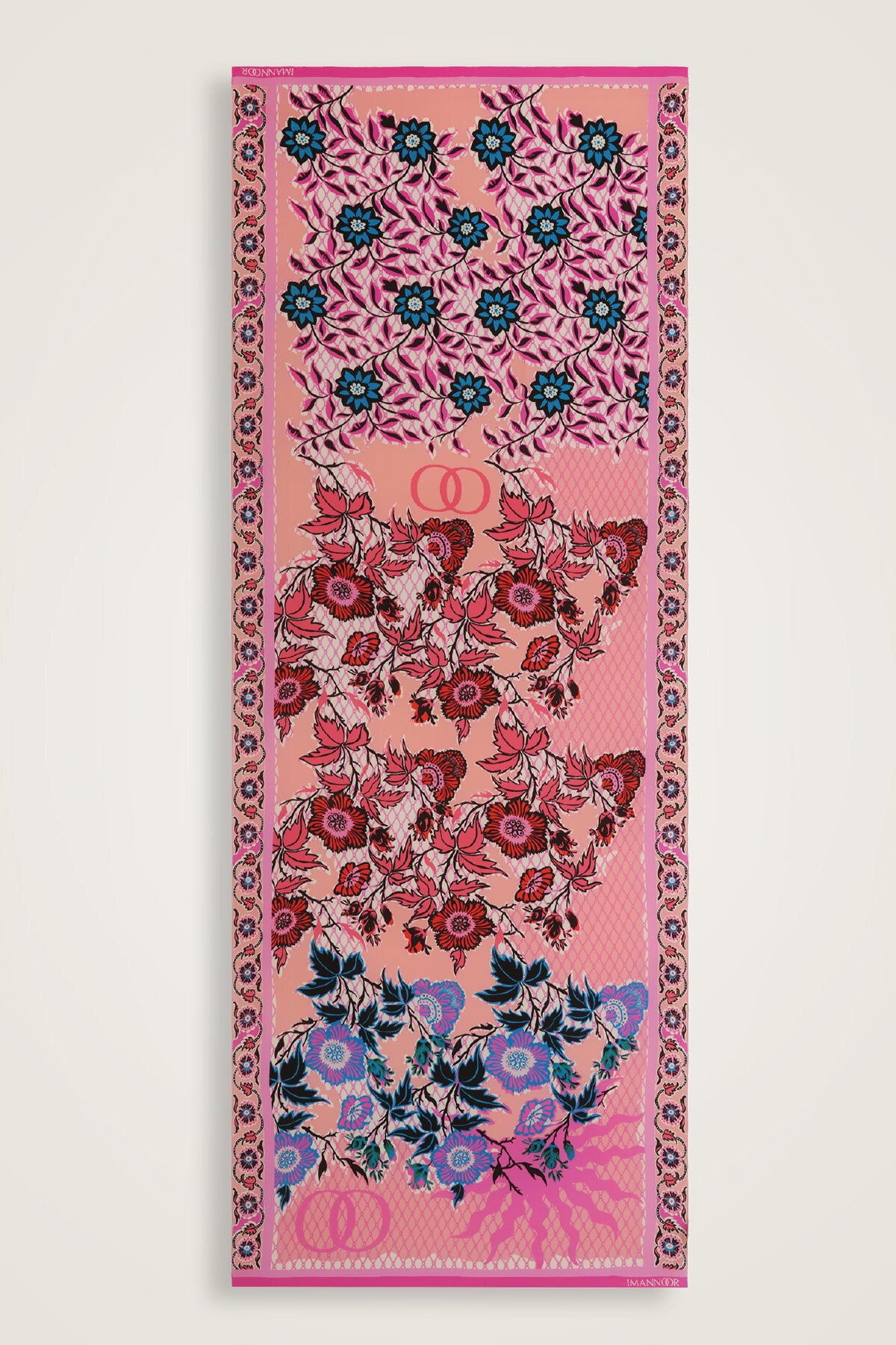 Çit Pembe Krep İpek Kaftan Şal 80x210