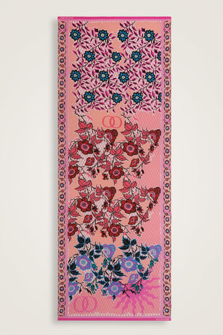 Çit Pembe Krep İpek Kaftan Şal 80x210