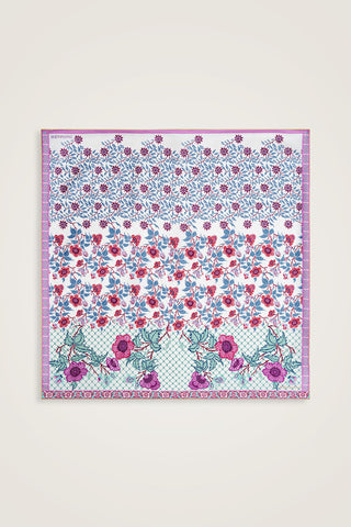 Çit Sarı-Pembe Çift Taraflı Tivil İpek Eşarp 90x90
