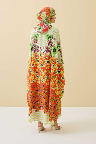 Çit Turuncu İpek Kaftan
