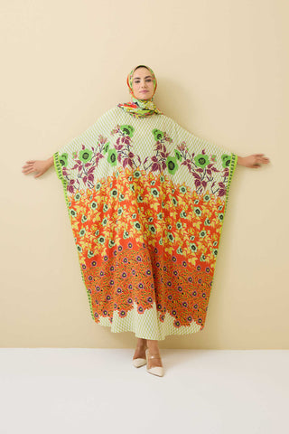 Çit Turuncu İpek Kaftan