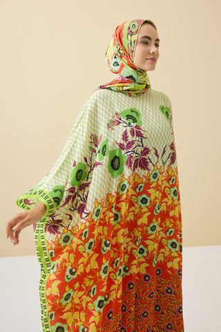 Çit Turuncu İpek Kaftan