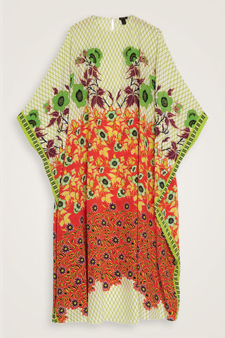 Çit Turuncu İpek Kaftan