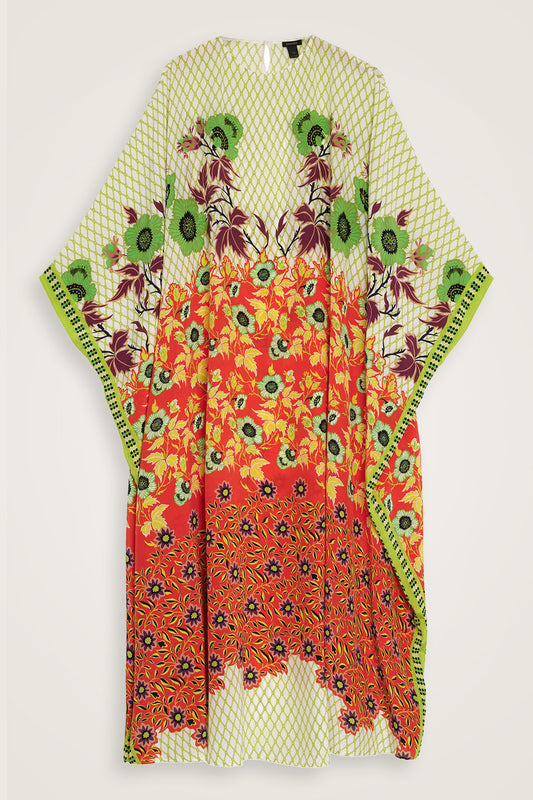 Çit Turuncu İpek Kaftan