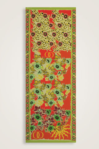 Çit Turuncu Krep İpek Kaftan Şal 80x210