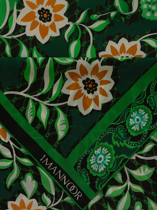 Çit Yeşil Krep İpek Kaftan Şal 80x210