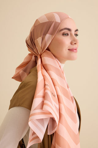 Çizgi Noor Somon Floş Viskon Şal 72x212