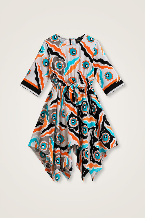 Children's Pelenk Turquoise Asymmetrical Dress