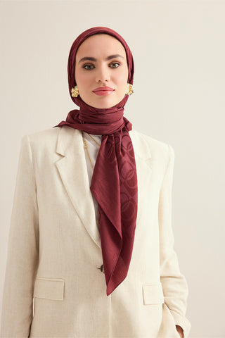 Dama Desen Bordo Naia Eşarp 95x95