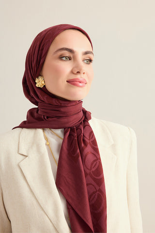 Dama Desen Bordo Naia Eşarp 95x95