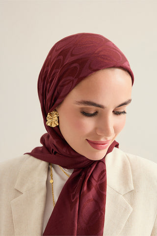 Dama Desen Bordo Naia Eşarp 95x95