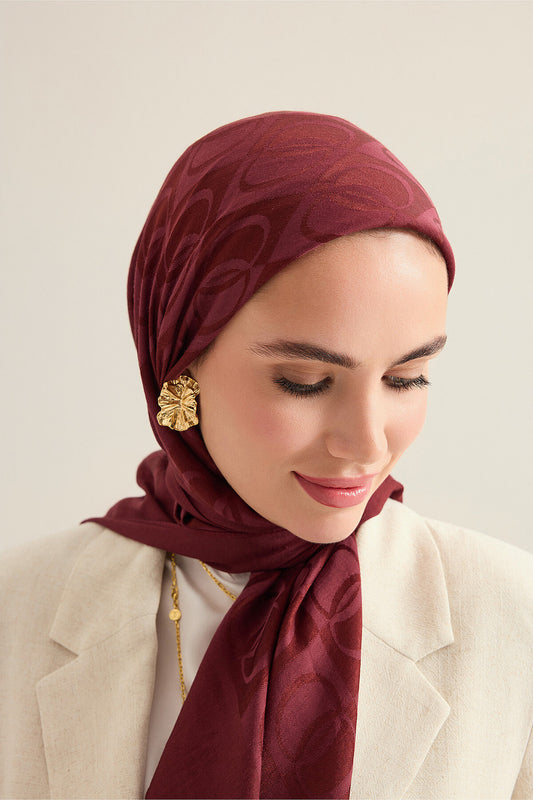 Dama Desen Bordo Naia Eşarp 95x95