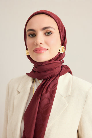 Dama Desen Bordo Naia Eşarp 95x95