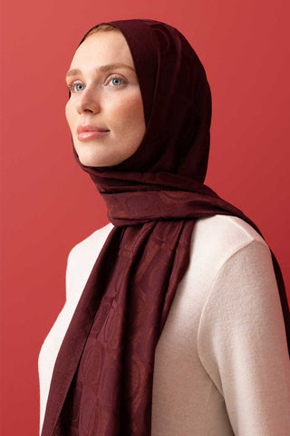 Dama Desen Bordo Naia Pamuk Şal 70x200