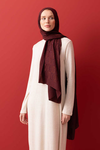 Dama Desen Bordo Naia Pamuk Şal 70x200