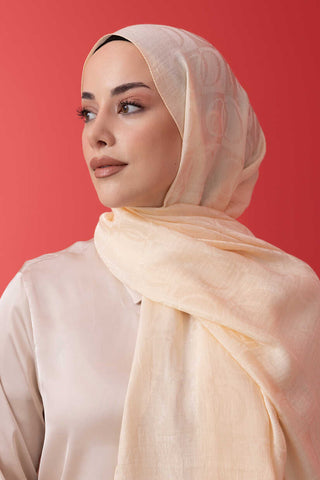 Dama Desen Ekru Naia Pamuk Şal 70x200