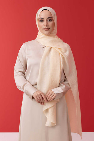 Dama Desen Ekru Naia Pamuk Şal 70x200