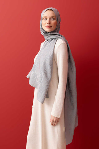 Dama Desen Gri (Silvermoon) Naia Pamuk Şal 70x200