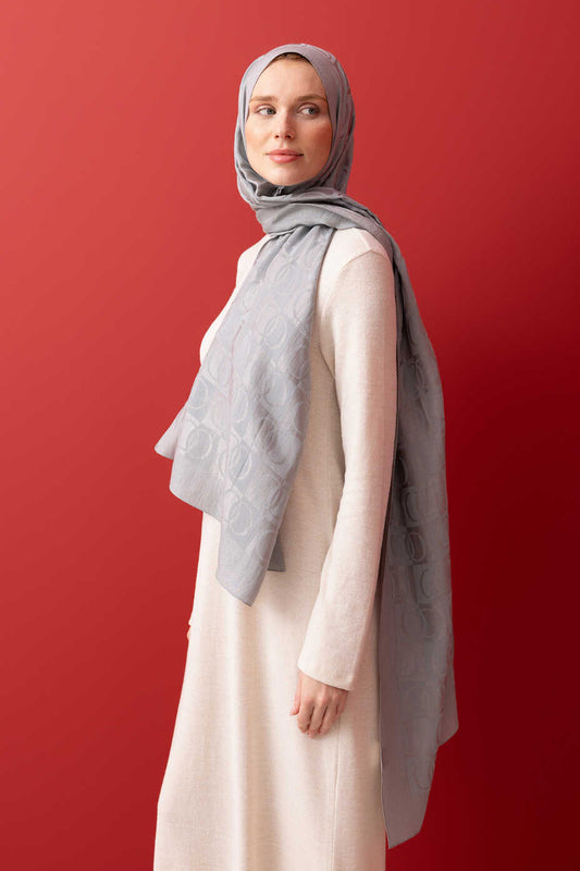 Dama Desen Gri (Silvermoon) Naia Pamuk Şal 70x200