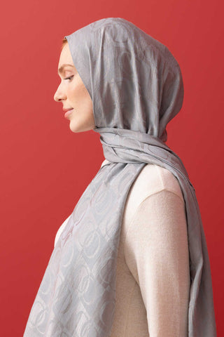 Dama Desen Gri (Silvermoon) Naia Pamuk Şal 70x200