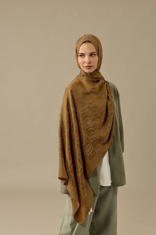 Dama Desen Haki Naia Pamuk Şal 70x200