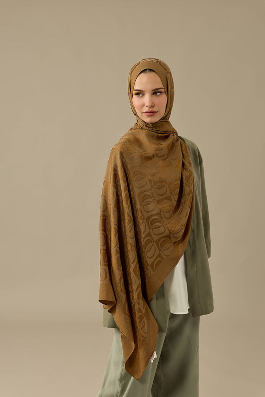 Dama Desen Haki Naia Pamuk Şal 70x200