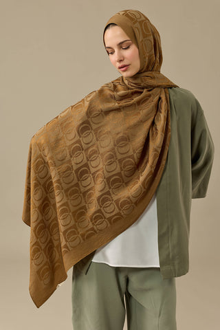 Dama Desen Haki Naia Pamuk Şal 70x200