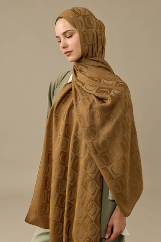 Dama Desen Haki Naia Pamuk Şal 70x200