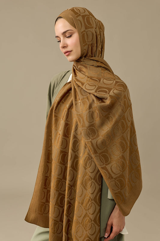 Dama Desen Haki Naia Pamuk Şal 70x200