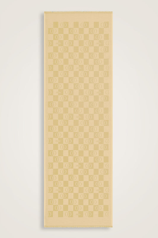 Dama Desen Limon Sarısı Pamuk İpek Şal 70x190