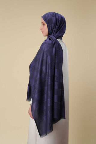 Dama Desen Mor Pamuk İpek Şal 70x190