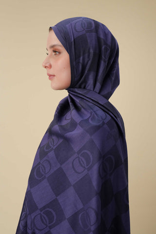 Dama Desen Mor Pamuk İpek Şal 70x190