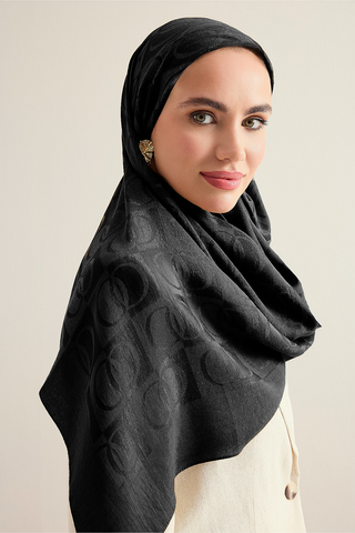 Dama Desen Siyah Naia Eşarp 95x95