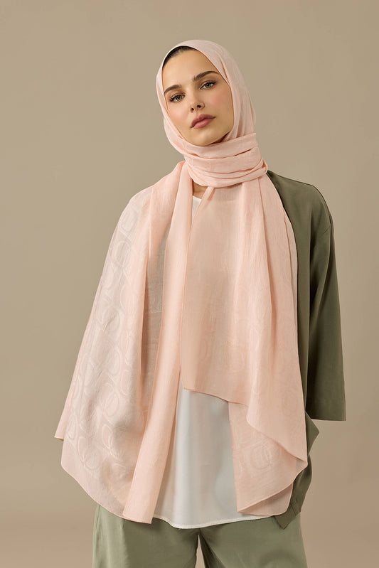Dama Desen Somon Naia Pamuk Şal 70x200