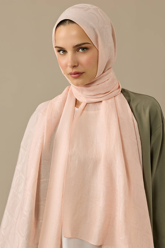 Dama Desen Somon Naia Pamuk Şal 70x200
