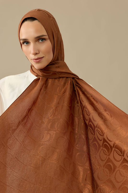 Dama Desen Taba Naia Pamuk Şal 70x200