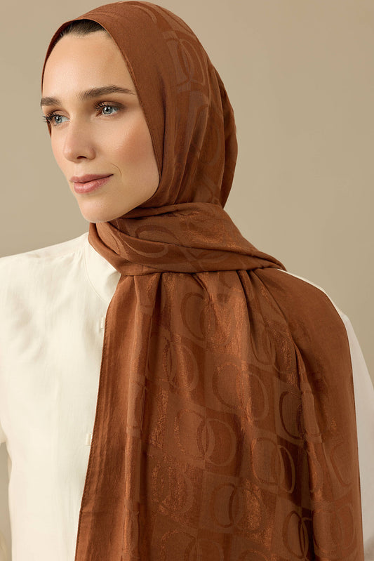 Dama Desen Taba Naia Pamuk Şal 70x200