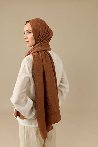 Dama Desen Taba Naia Pamuk Şal 70x200