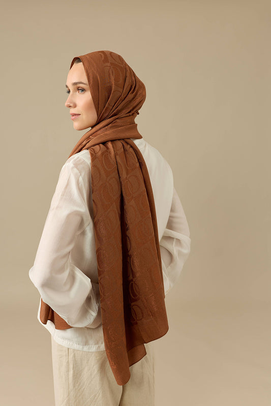 Dama Desen Taba Naia Pamuk Şal 70x200