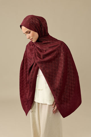 Dama Logo Bordo Shiny Jakar Şal 70x190