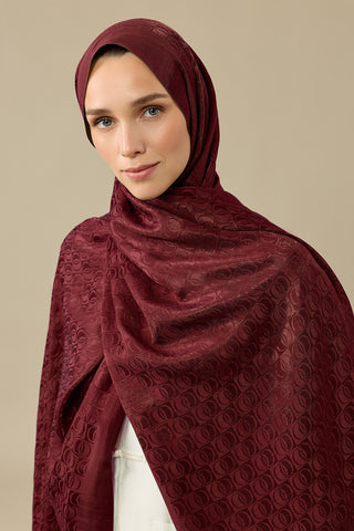Dama Logo Bordo Shiny Jakar Şal 70x190
