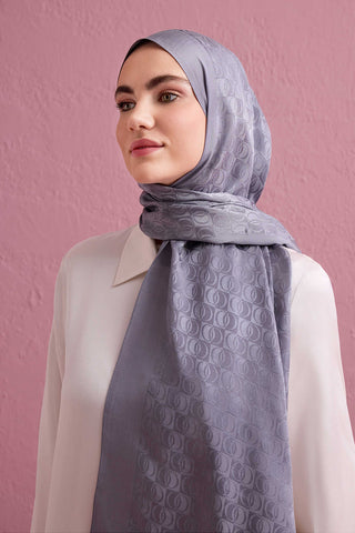 Dama Logo Gri Shiny Jakar Şal 70x190