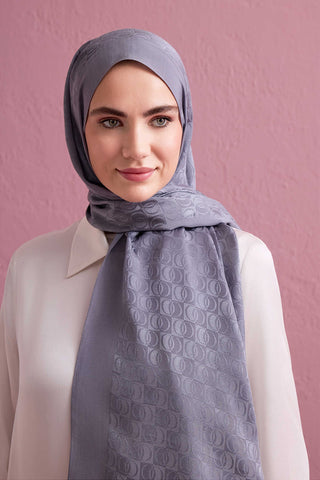 Dama Logo Gri Shiny Jakar Şal 70x190