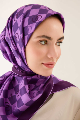 Dama Logo Mor Tivil İpek Eşarp 90x90