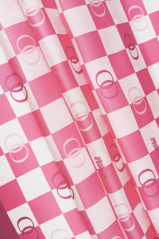 Dama Logo Pembe Tivil İpek Eşarp 90x90