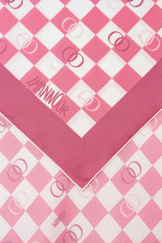 Dama Logo Pembe Tivil İpek Eşarp 90x90
