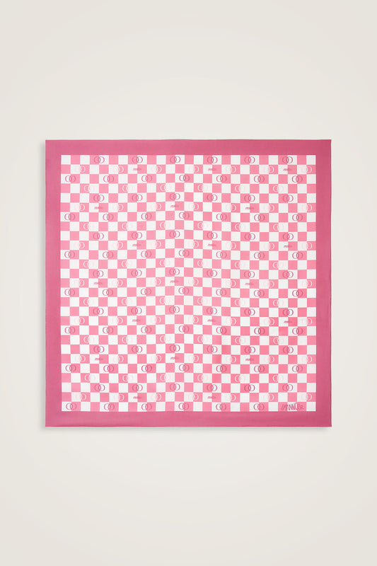 Dama Logo Pembe Tivil İpek Eşarp 90x90
