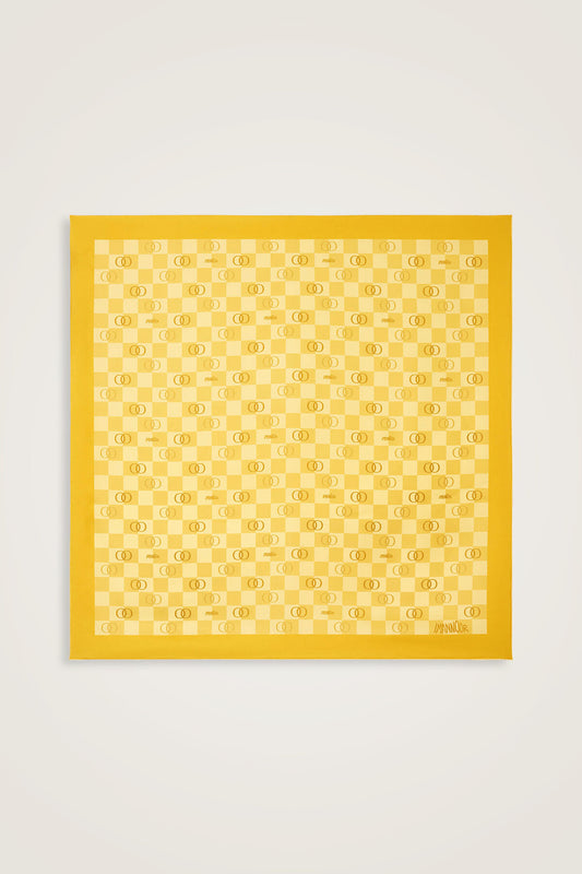 Dama Logo Sarı Tivil İpek Eşarp 90x90