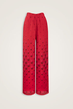 Drop Red Crepe Silk Trousers